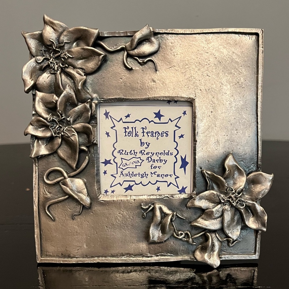 Silver Floral Folk Frames by Ruth Reynolds Darby Photo Frame